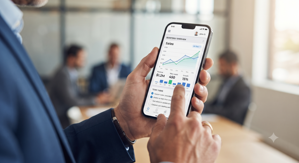 Ilustracja przedstawiająca smartfon z aplikacją mobilną, symbolizująca nowoczesny dostęp do usług i obsługę finansową w Finestia.